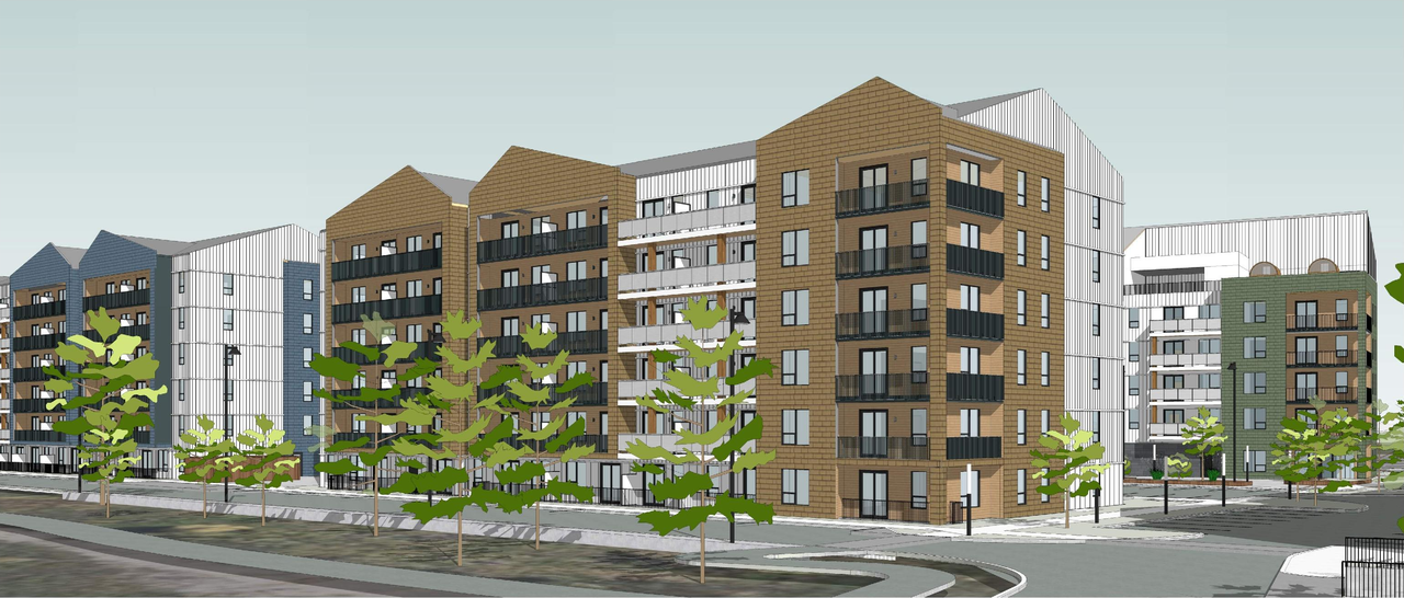 Rendering of building from page 20 of the file '2026-04-16 - Urban Design Brief - D07-12-26-0037'