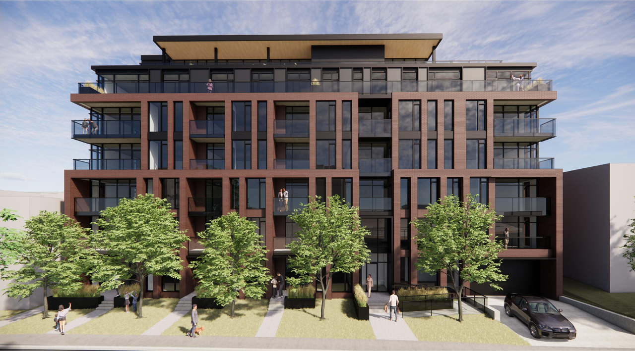 Rendering of building from page 26 of the file '2026-05-08 - Urban Design Review Panel Report - D02-02-26-0037 & D07-12-26-0051'