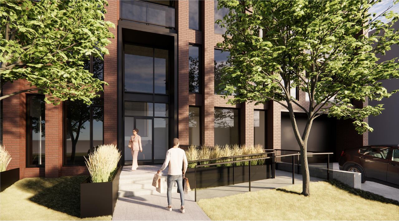 Rendering of building from page 28 of the file '2026-05-08 - Urban Design Review Panel Report - D02-02-26-0037 & D07-12-26-0051'