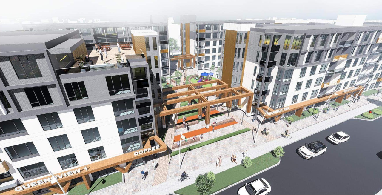 Rendering of building from page 16 of the file '2026-05-25 - Urban Design Brief - D07-12-26-0057'