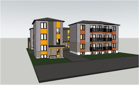 Rendering of building from page 12 of the file '2026-06-16 - Urban Design Brief - D02-02-26-0047 & D07-12-26-0067'
