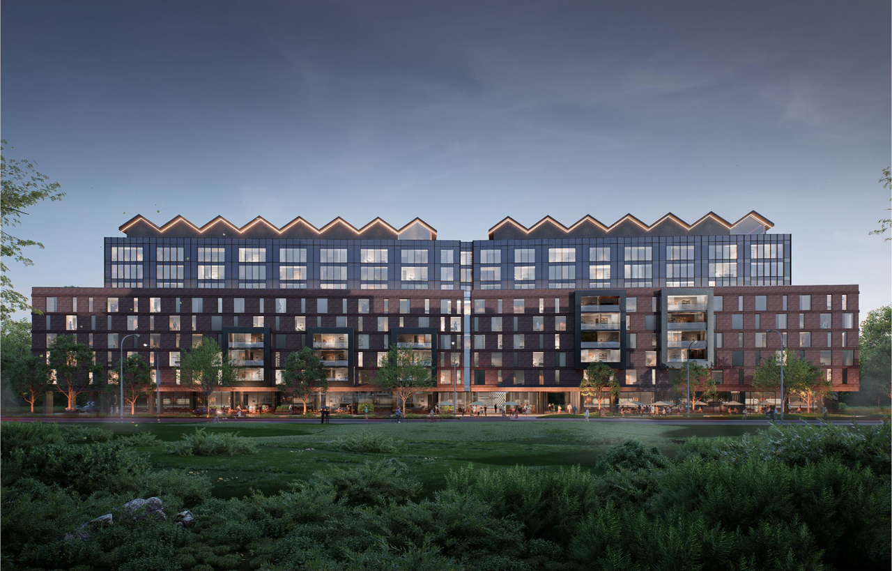 Rendering of building from page 68 of the file '2026-07-08 - Urban Design Brief - D07-12-26-0076'
