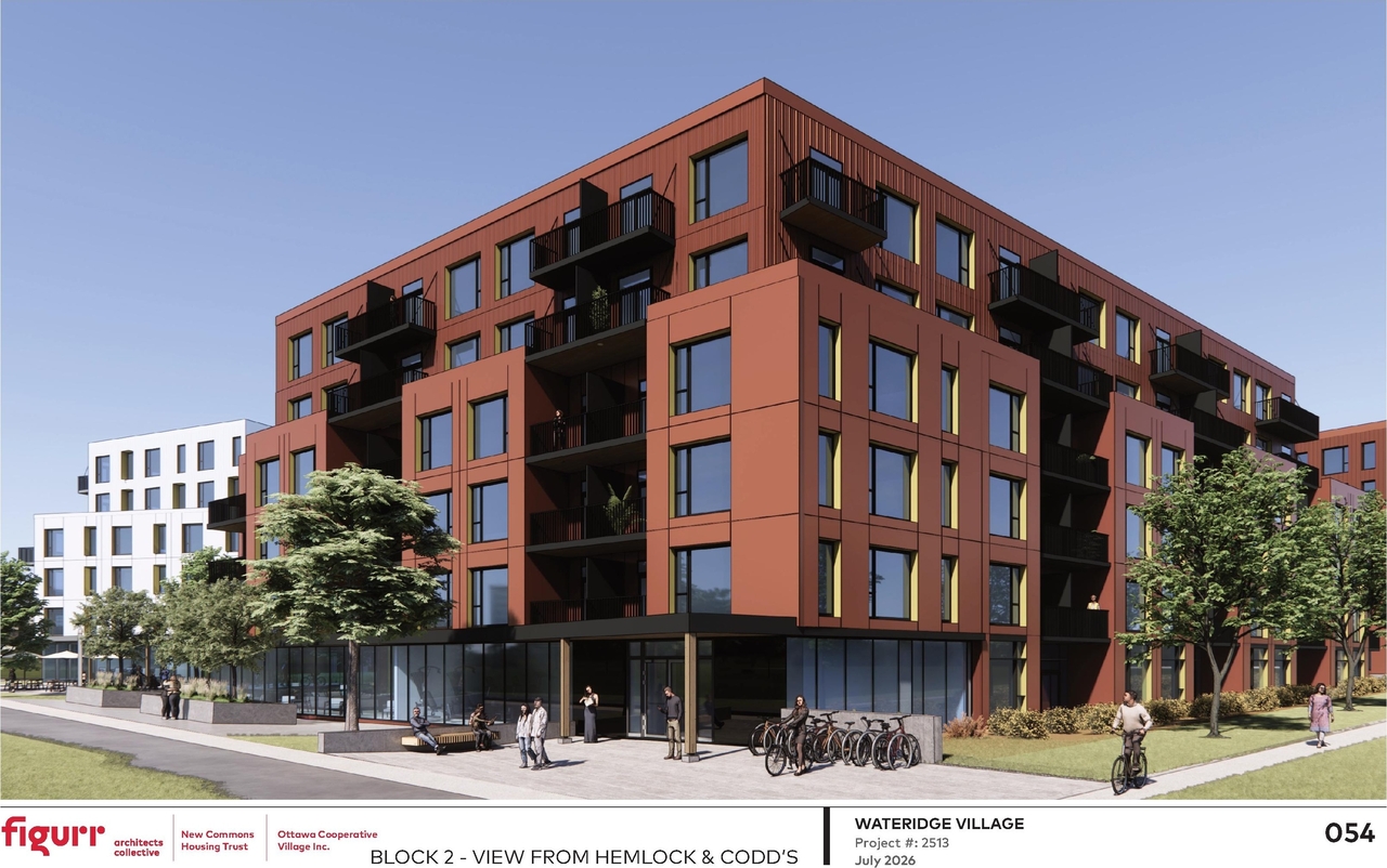 Rendering of building from page 55 of the file '2026-07-30 - Urban Design Brief - D07-12-26-0089'
