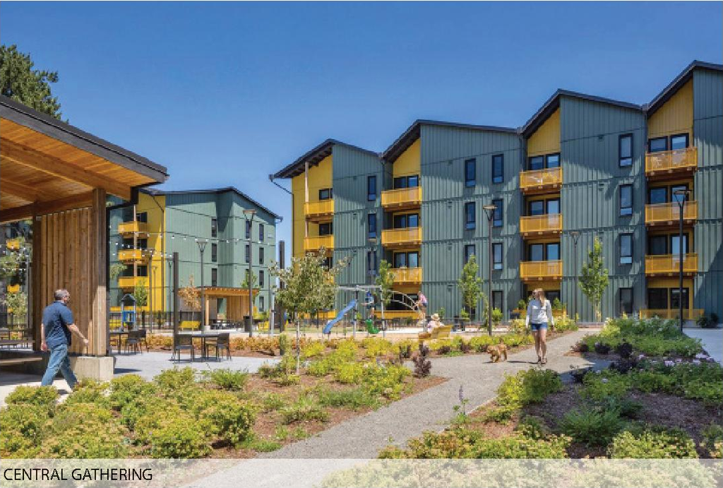 Rendering of building from page 34 of the file '2026-07-30 - Urban Design Brief - D07-12-26-0090'