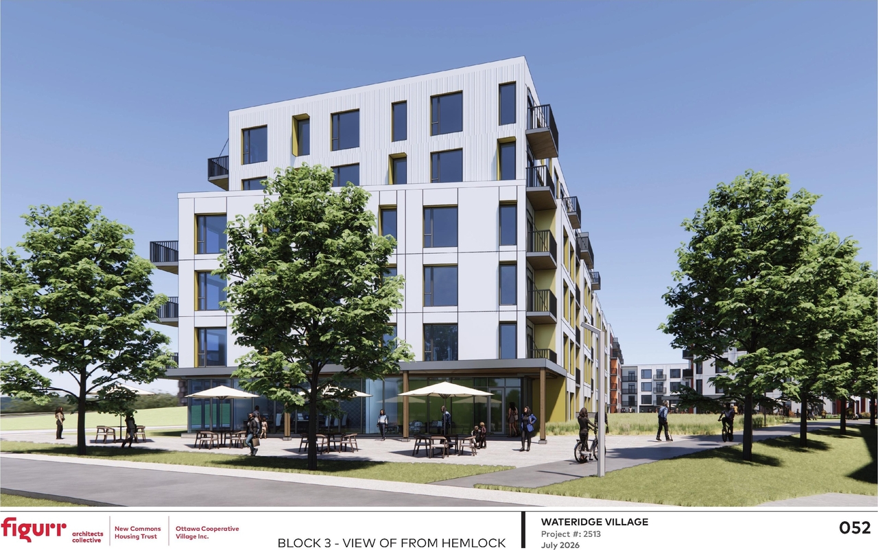 Rendering of building from page 53 of the file '2026-07-30 - Urban Design Brief - D07-12-26-0090'