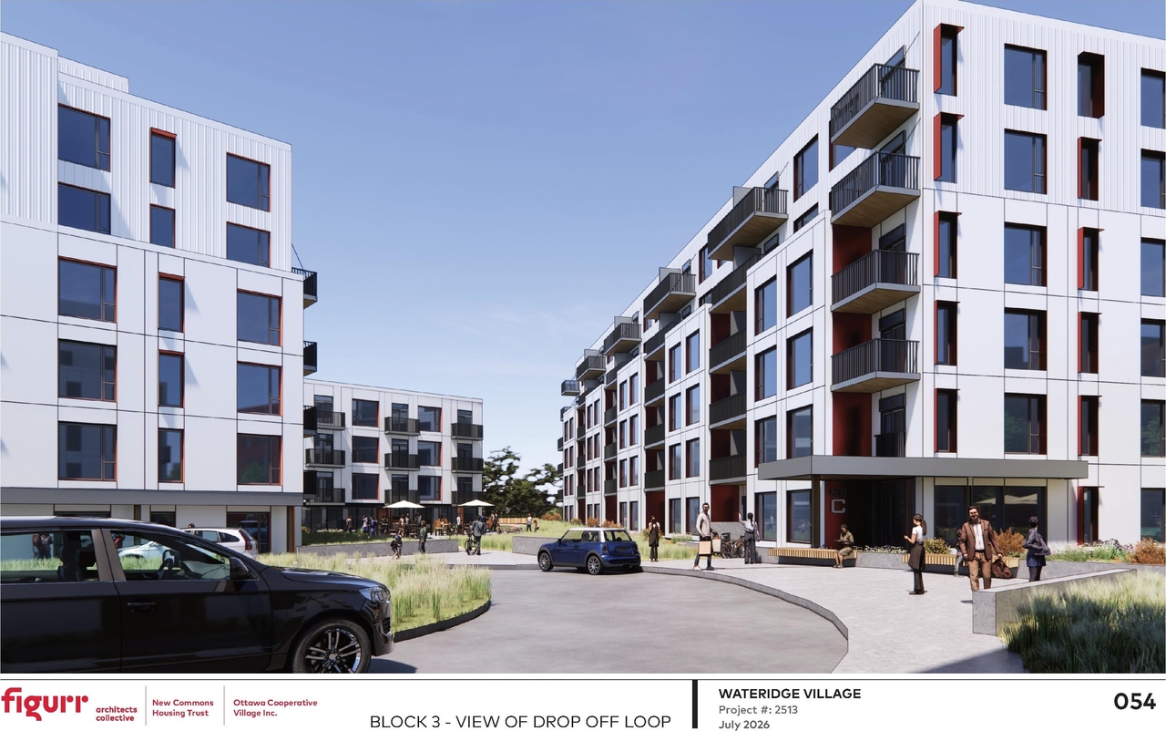 Rendering of building from page 55 of the file '2026-07-30 - Urban Design Brief - D07-12-26-0090'