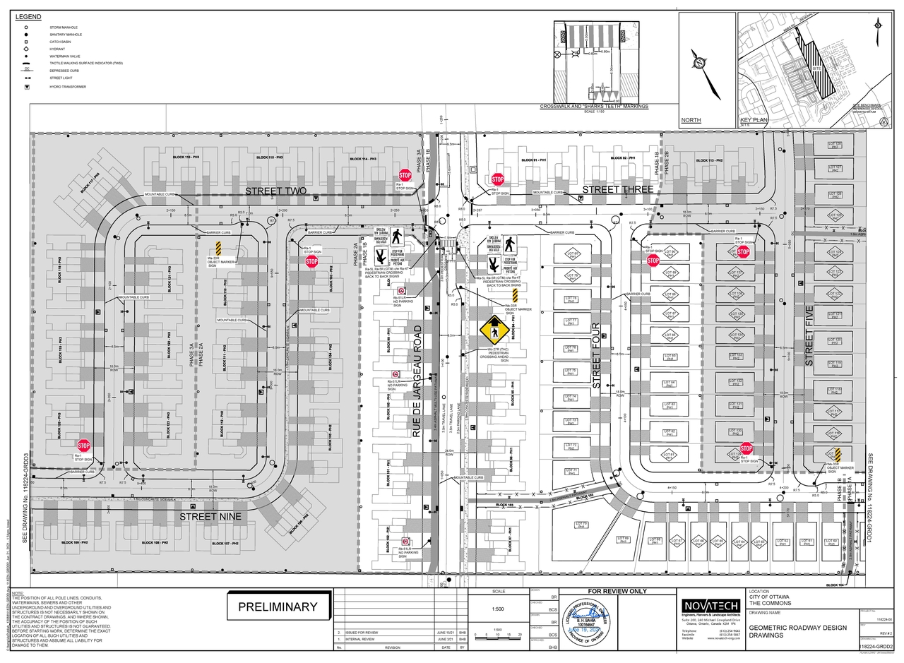 Construction site plan for project from page 1 of the file '2021-06-23 - GEOMETRIC ROADWAY DESIGN DRAWINGS 2 - D07-16-19-0027'