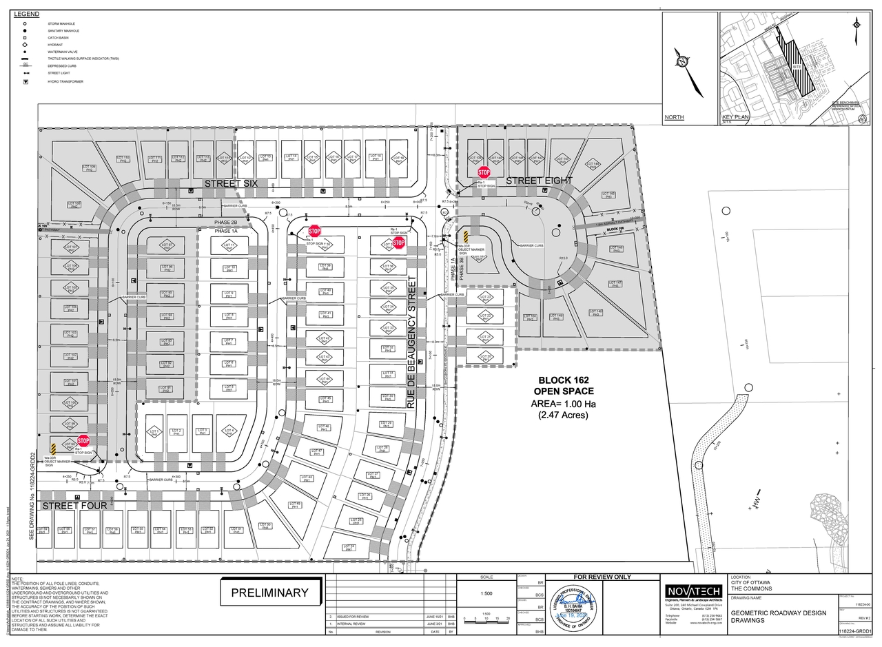 Construction site plan for project from page 1 of the file '2021-06-23 - GEOMETRIC ROADWAY DESIGN DRAWINGS 1 - D07-16-19-0027'
