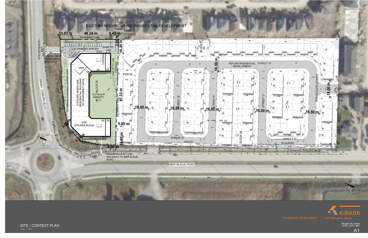 Construction site plan for project from page 2 of the file '2021-04-15 - Rendering - D07-16-21-0001'