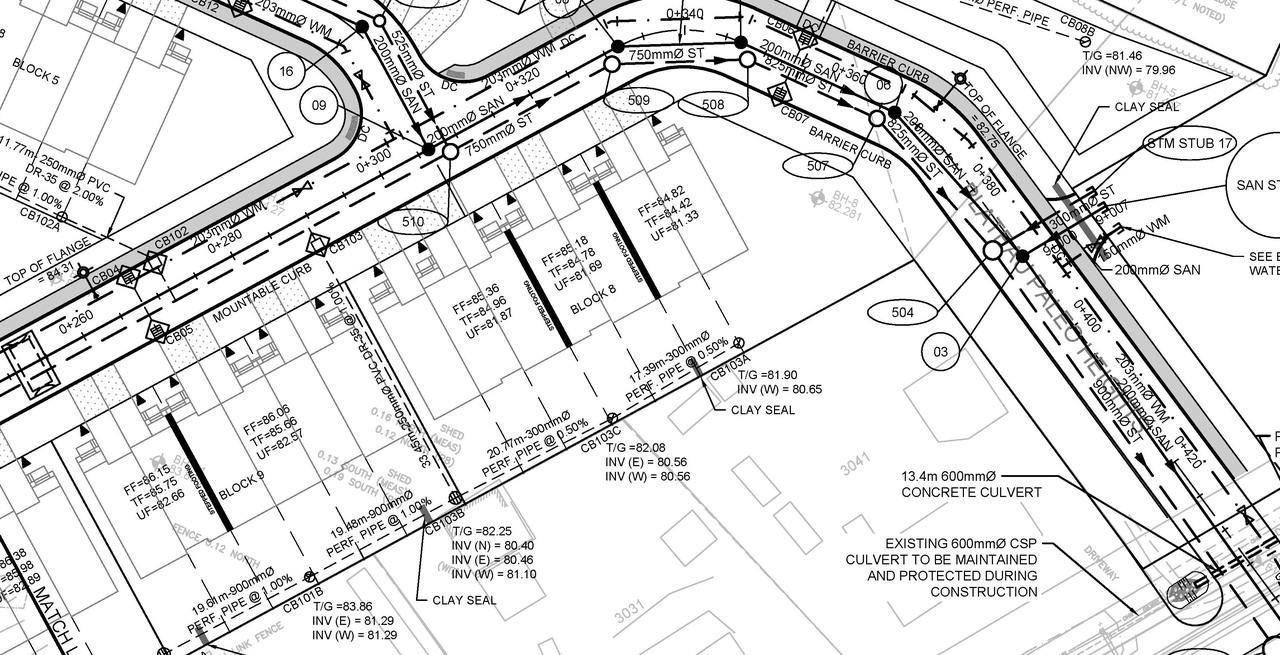 Construction site plan for project from page 7 of the file '2024-09-23 - Subdivision Design Drawings - D07-16-21-0027'