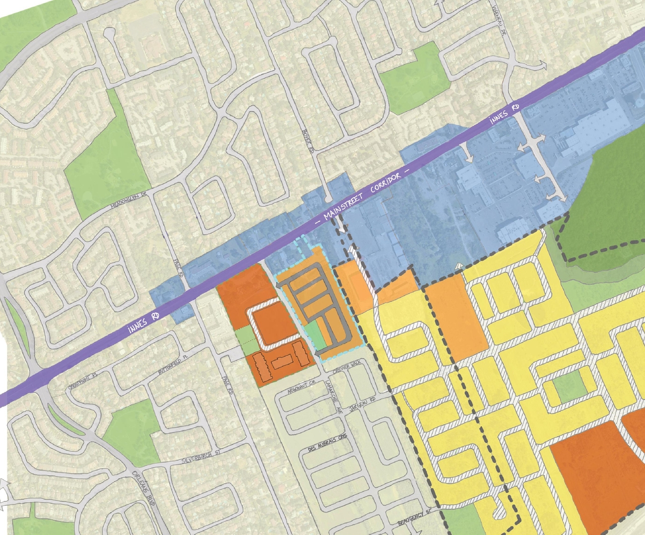 Construction site plan for project from page 6 of the file '2023-01-13 - Urban Design Brief - D07-16-22-0008'