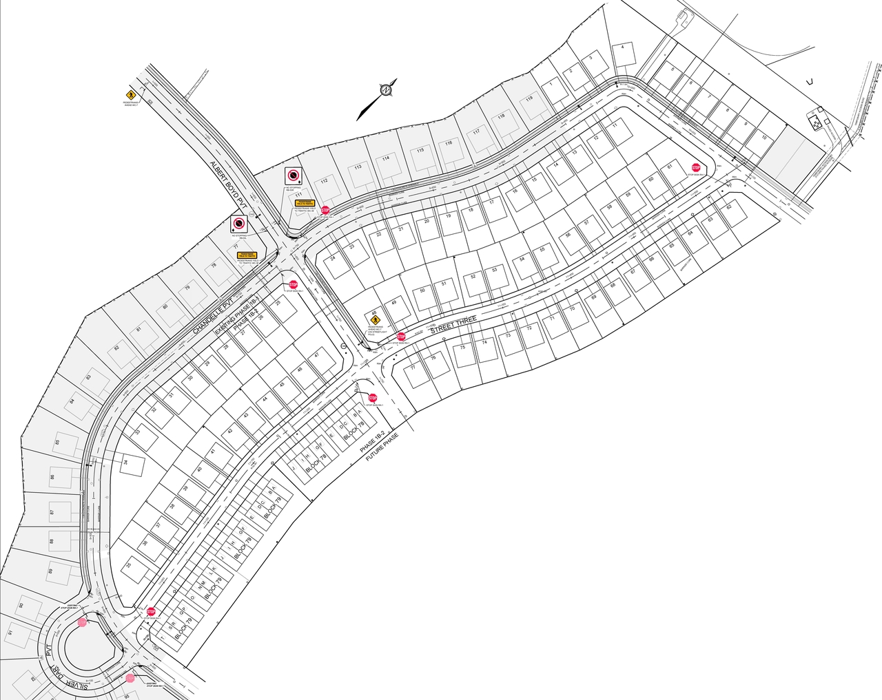 Construction site plan for project from page 1 of the file '2024-07-26 - Geometric Road Design Drawing 1 & 2 - D07-16-22-0017'