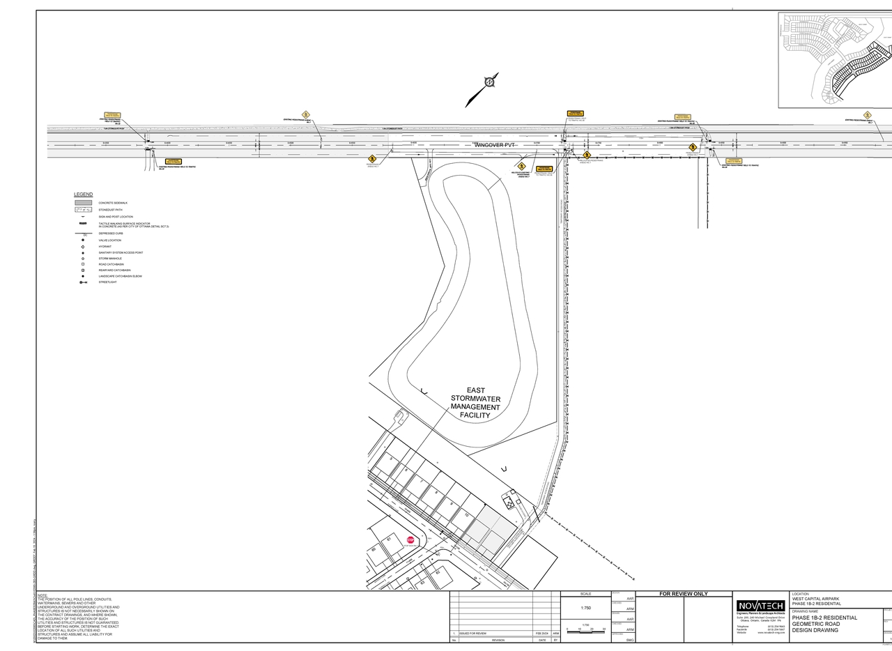 Construction site plan for project from page 2 of the file '2024-07-26 - Geometric Road Design Drawing 1 & 2 - D07-16-22-0017'