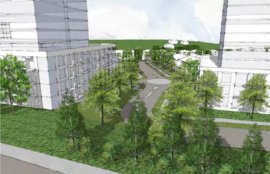 Rendering of building from page 6 of the file '2023-01-19 - Design Brief - D07-16-23-0001'