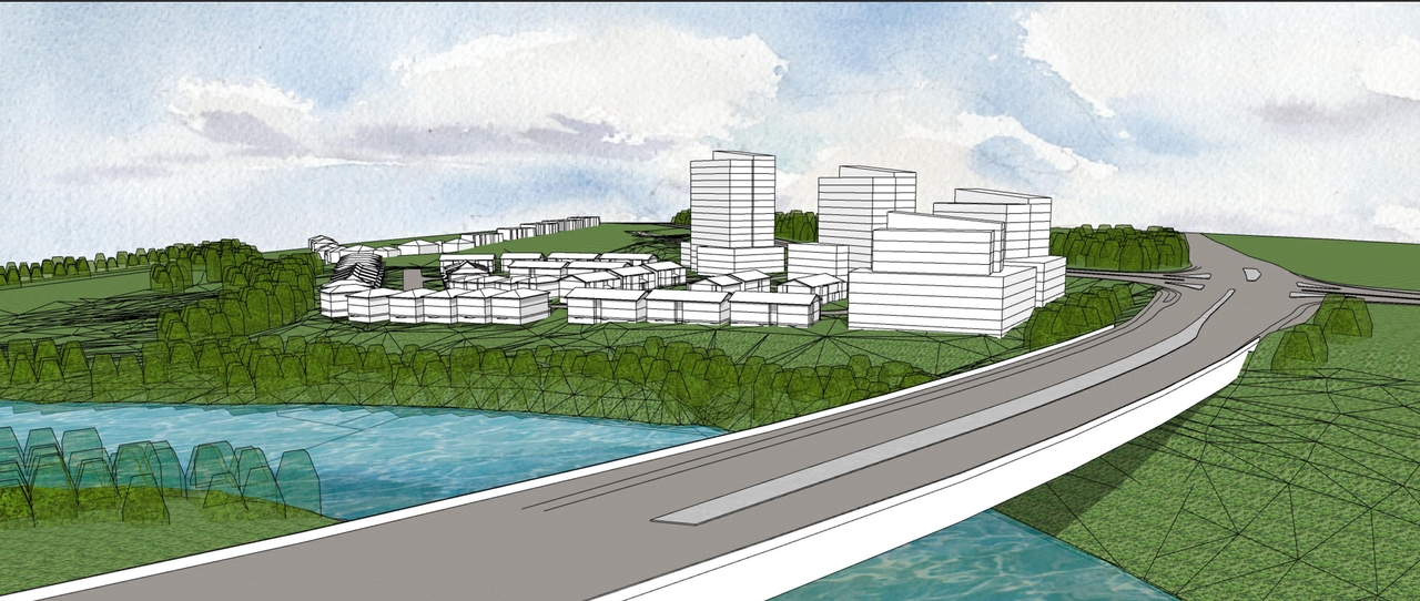 Rendering of building from page 2 of the file '2023-12-27 - Development Views - D07-16-23-0001'