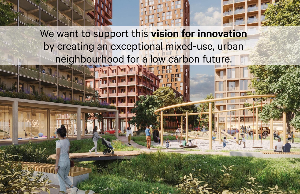 Rendering of building from page 13 of the file '2023-12-21 - Urban Design Brief - D07-16-23-0020'