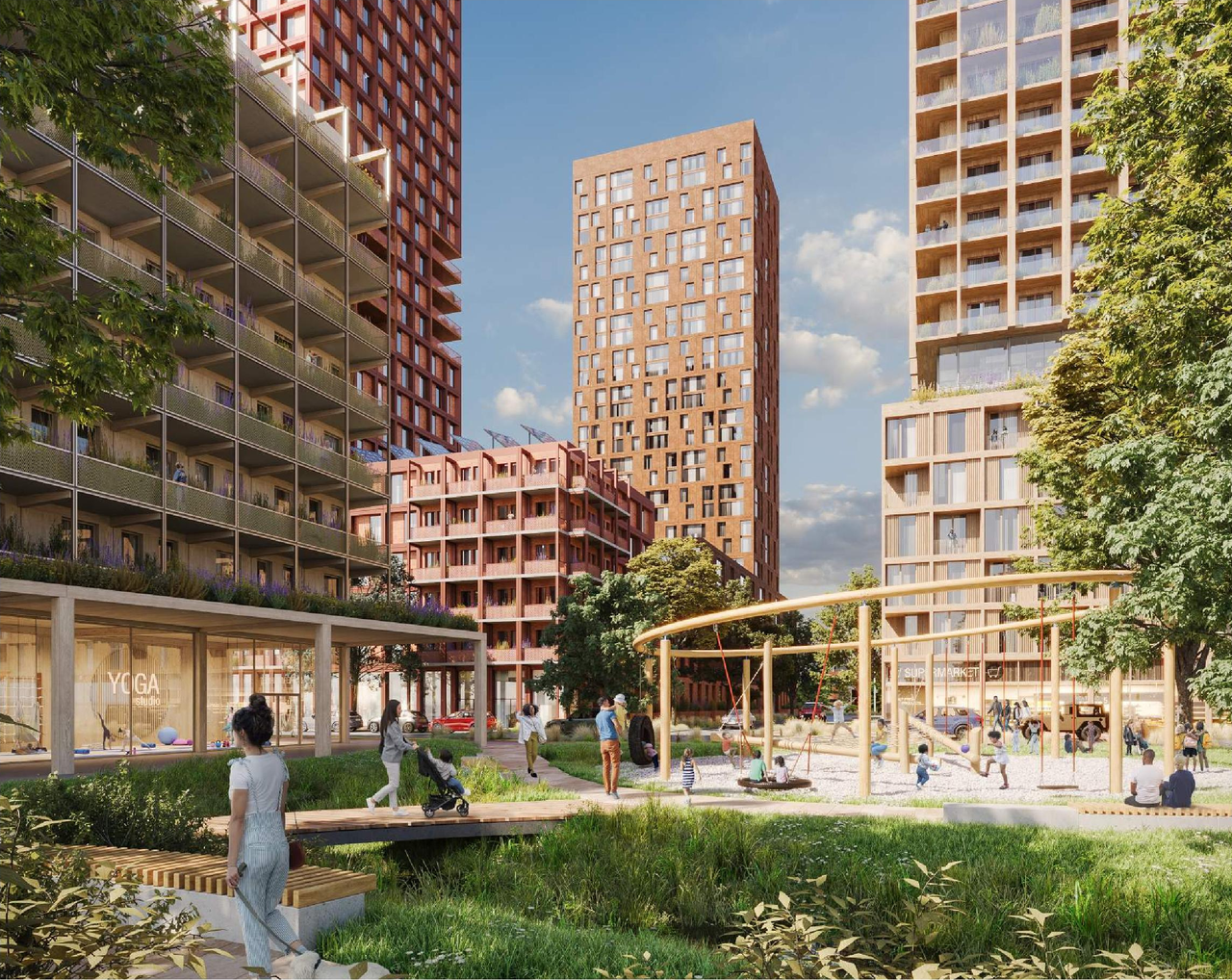 Rendering of building from page 33 of the file '2023-12-21 - Urban Design Brief - D07-16-23-0020'