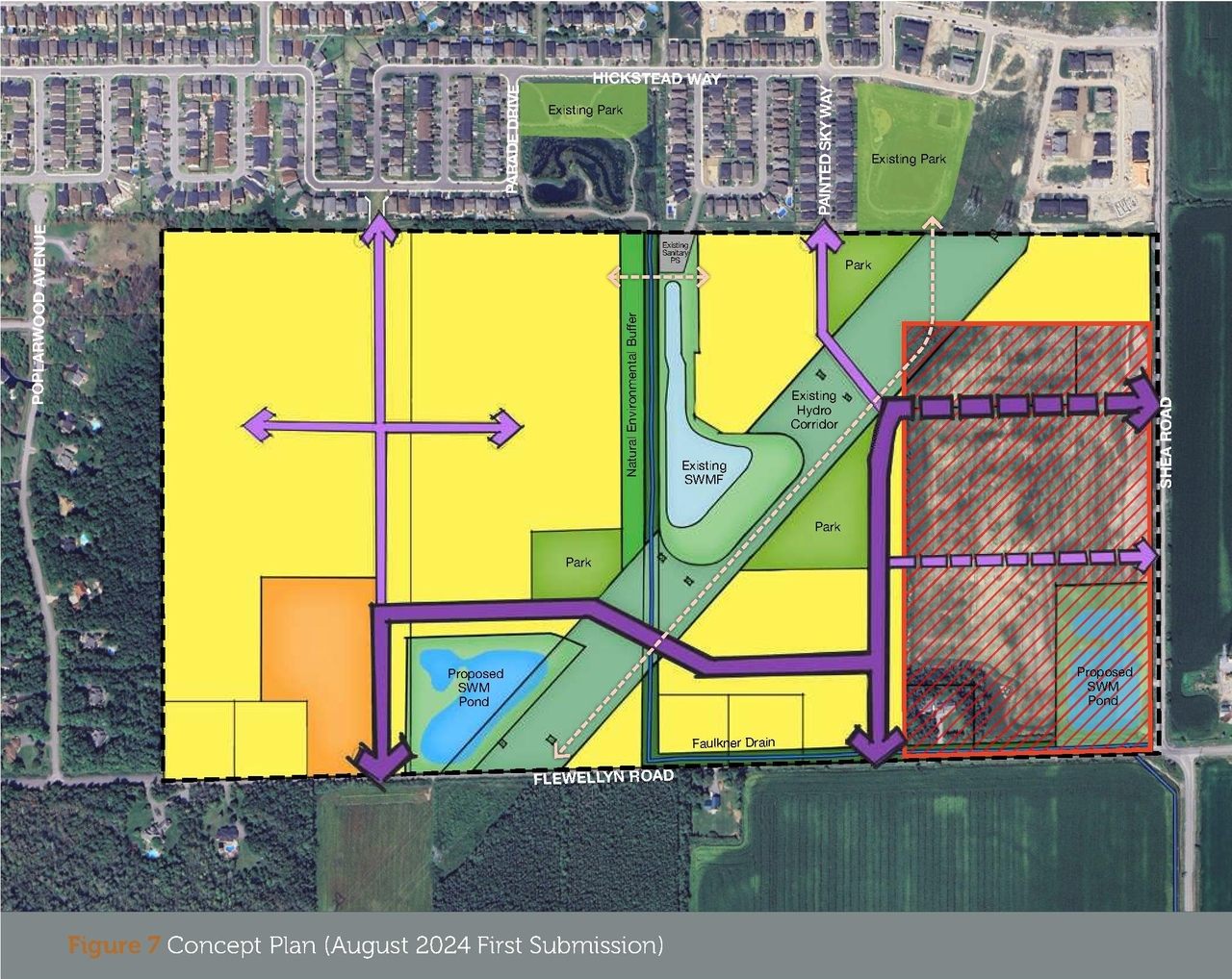 Construction site plan for project from page 12 of the file '2025-05-23 - Stittsville South Urban Design Brief - D07-16-24-0020'