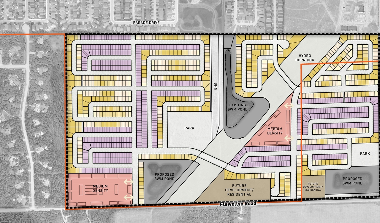 Construction site plan for project from page 18 of the file '2025-05-23 - Stittsville South Urban Design Brief - D07-16-24-0020'