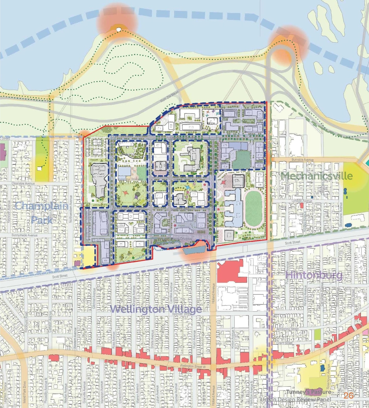 Construction site plan for project from page 26 of the file '2025-09-26 - Urban Design Review Panel - D07-16-24-0022'