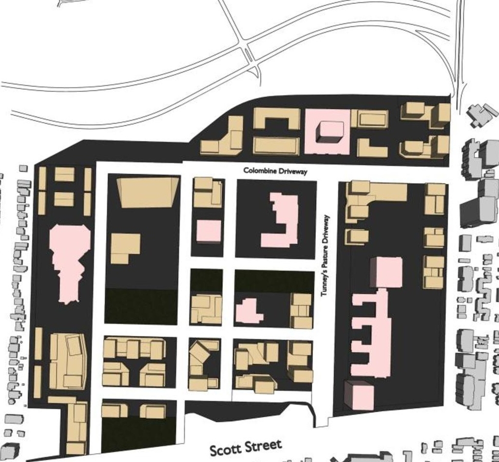 Construction site plan for project from page 35 of the file '2025-09-26 - Urban Design Review Panel - D07-16-24-0022'