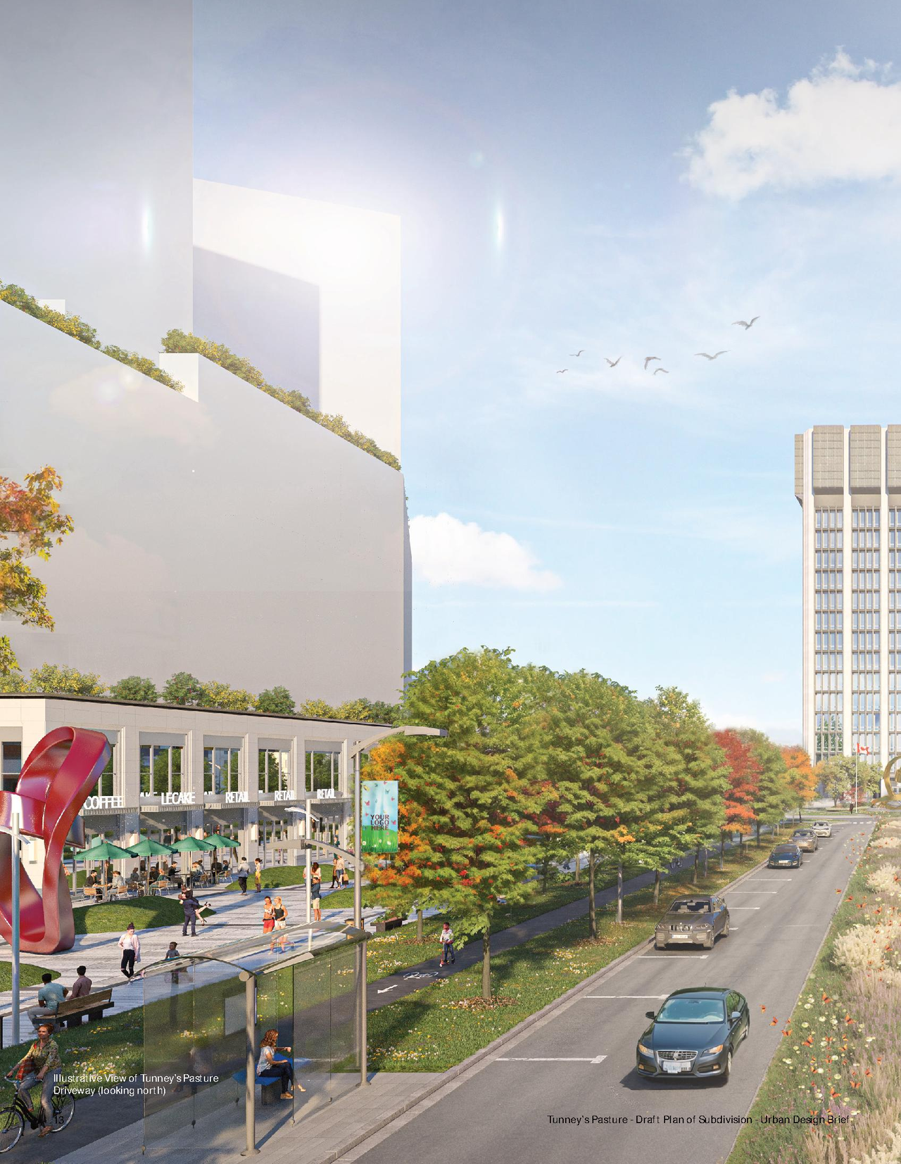 Rendering of building from page 16 of the file '2024-12-09 - Urban Design Brief - D07-16-24-0022'