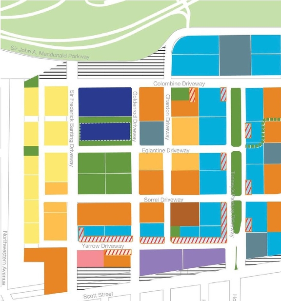 Construction site plan for project from page 28 of the file '2024-12-09 - Urban Design Brief - D07-16-24-0022'