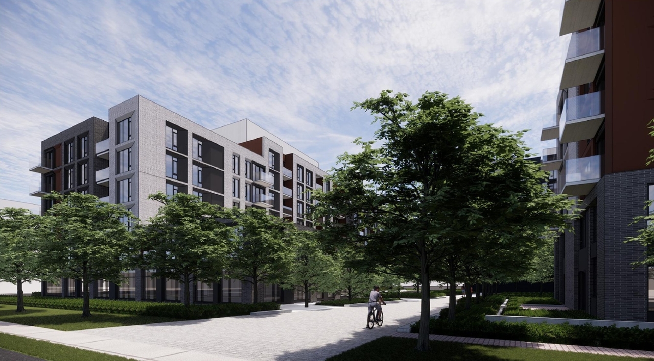 Rendering of building from page 10 of the file '2025-08-08 - Urban Design Brief - D07-16-25-0013'