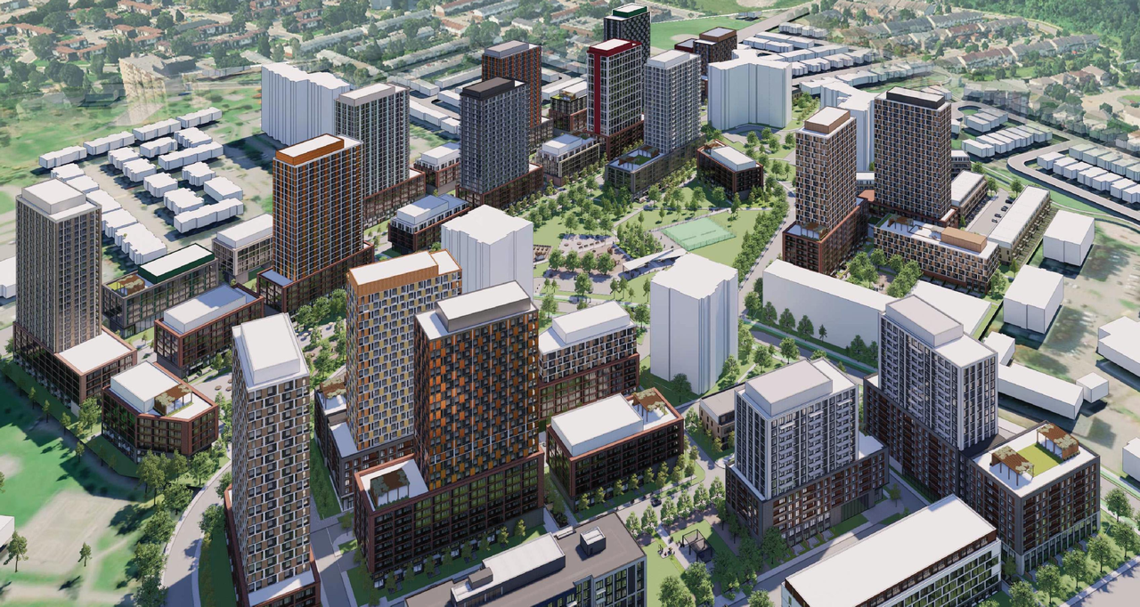 Rendering of building from page 20 of the file '2025-08-08 - Urban Design Brief - D07-16-25-0013'