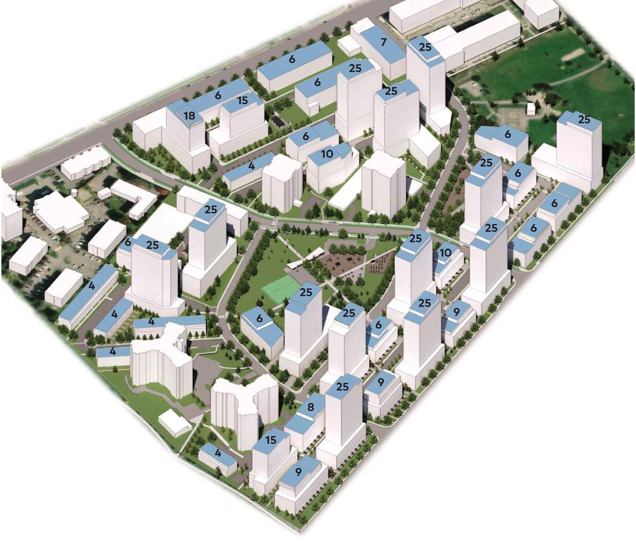 Construction site plan for project from page 27 of the file '2025-08-08 - Urban Design Brief - D07-16-25-0013'