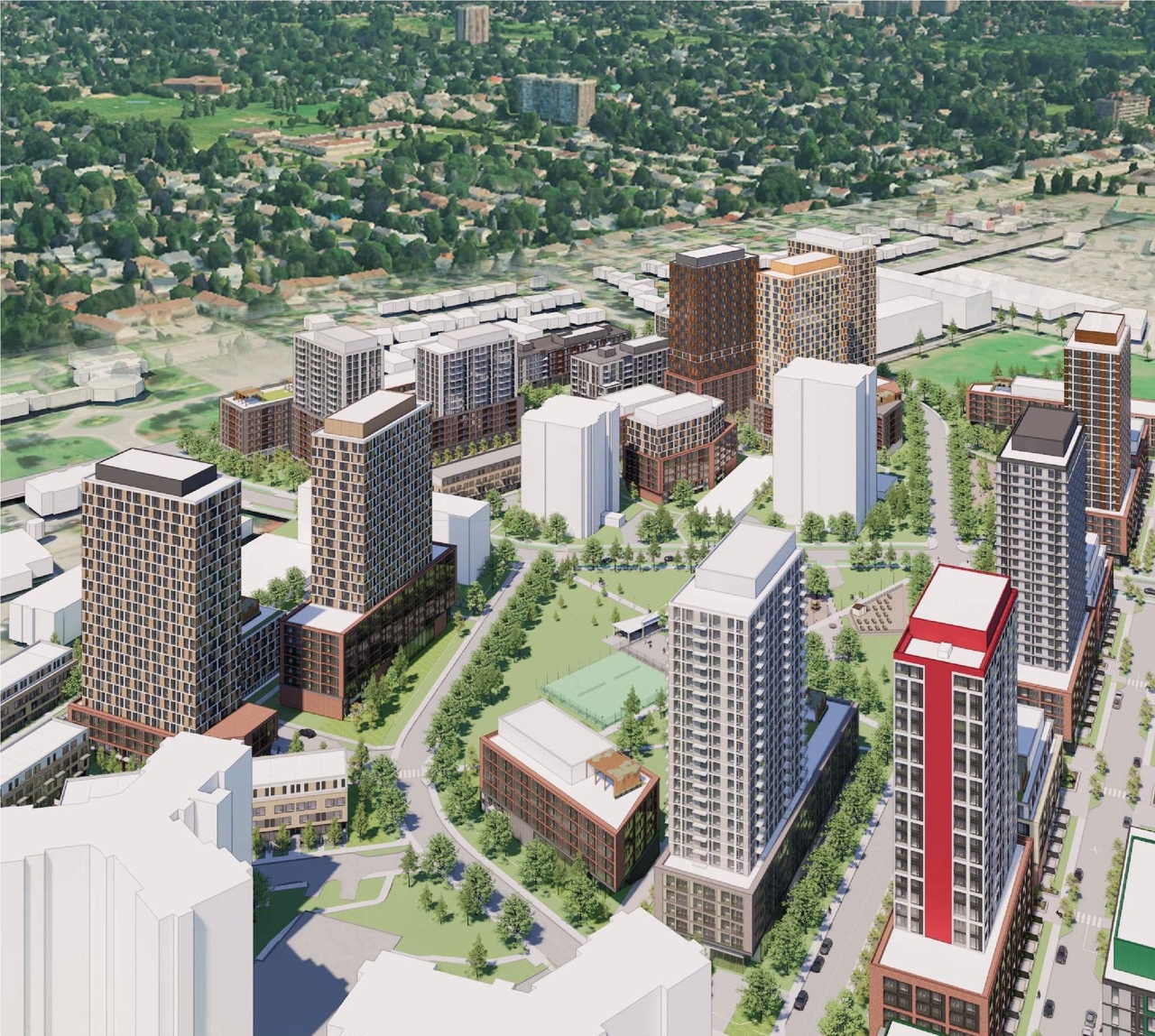 Rendering of building from page 44 of the file '2025-08-08 - Urban Design Brief - D07-16-25-0013'