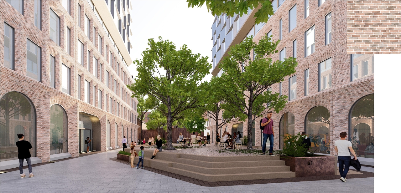 Rendering of building from page 19 of the file '2026-01-27 - Design Brief - D09-04-20-0013'