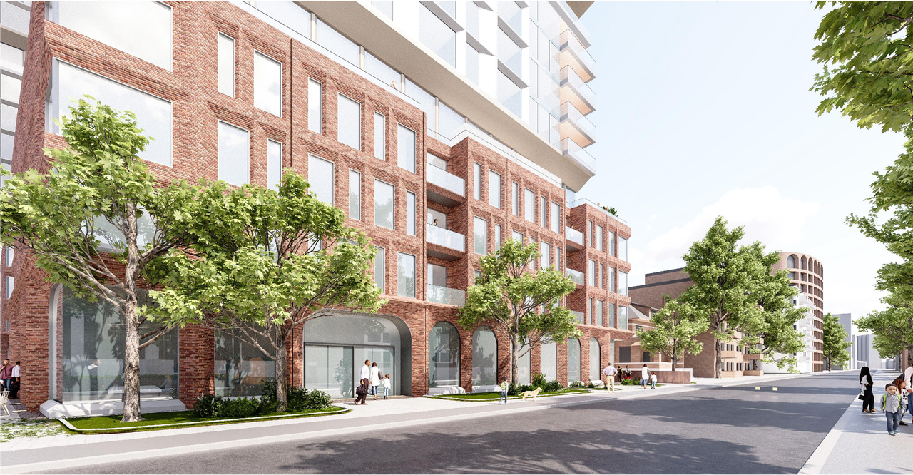 Rendering of building from page 25 of the file '2026-01-27 - Design Brief - D09-04-20-0013'