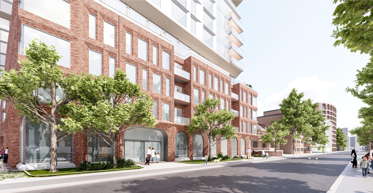 Rendering of building from page 25 of the file '2026-01-27 - Design Brief - D09-04-20-0013'