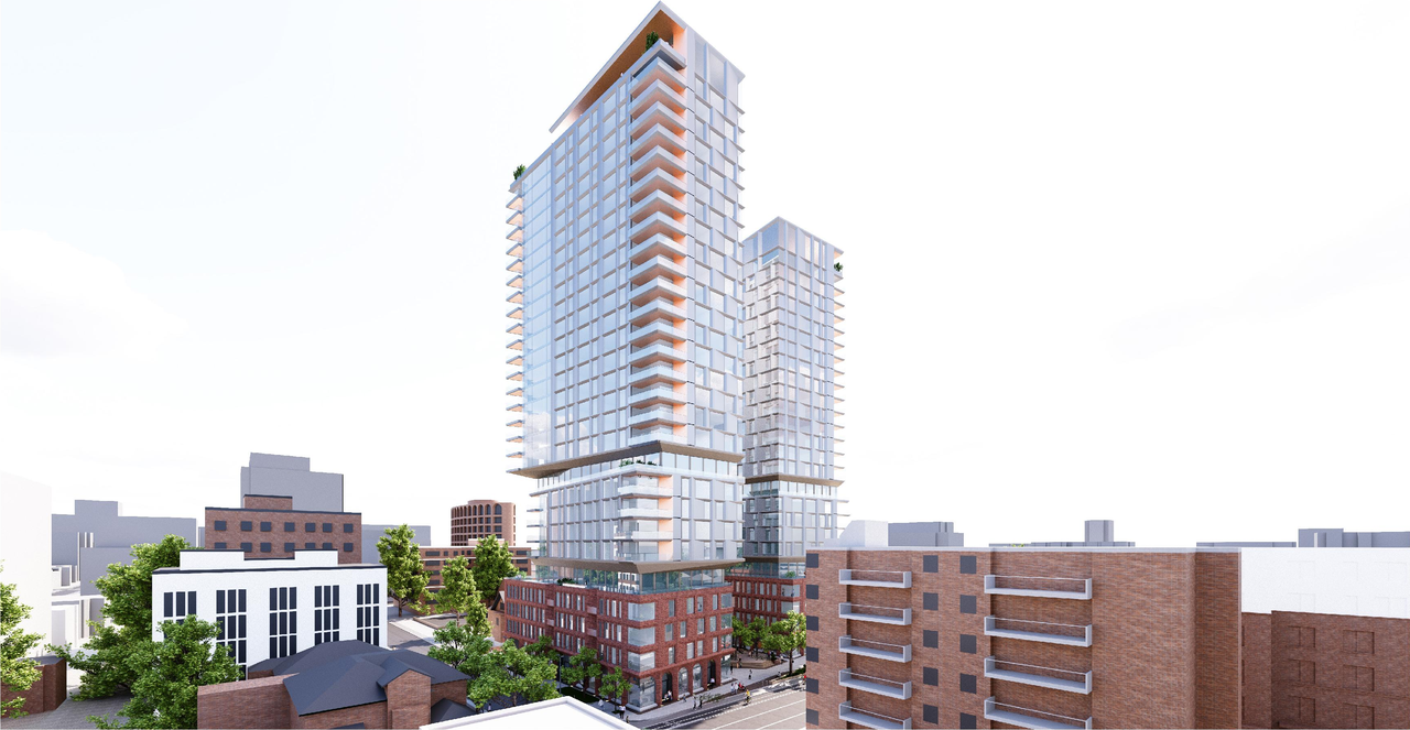 Rendering of building from page 26 of the file '2026-01-27 - Design Brief - D09-04-20-0013'