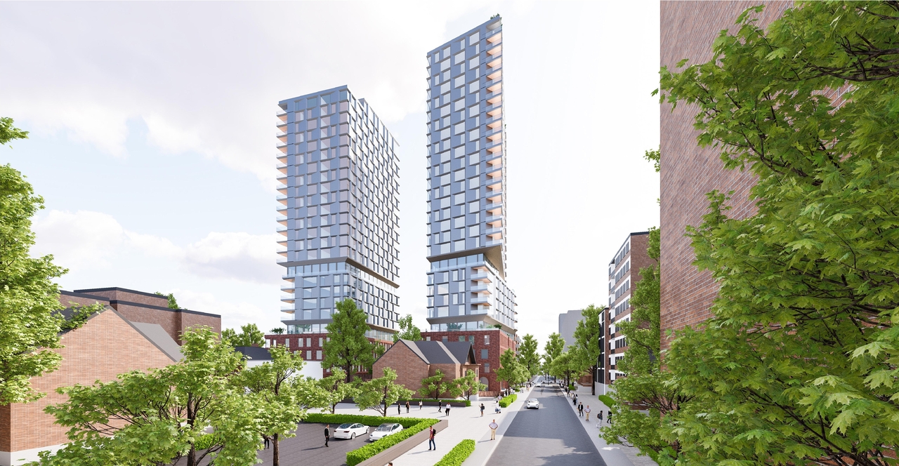 Rendering of building from page 27 of the file '2026-01-27 - Design Brief - D09-04-20-0013'