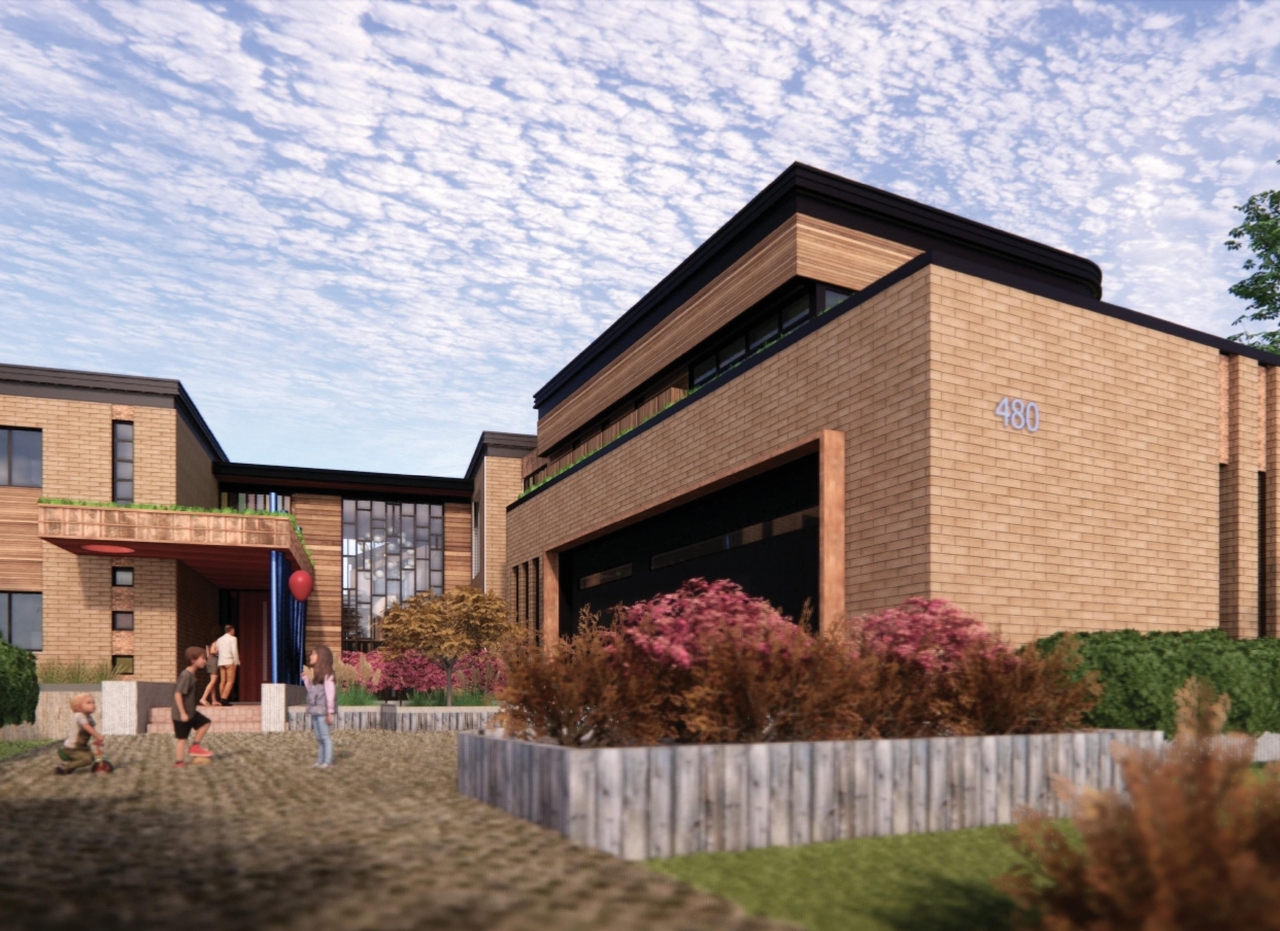 Rendering of building from page 13 of the file '480 Cloverdale - Renderings'