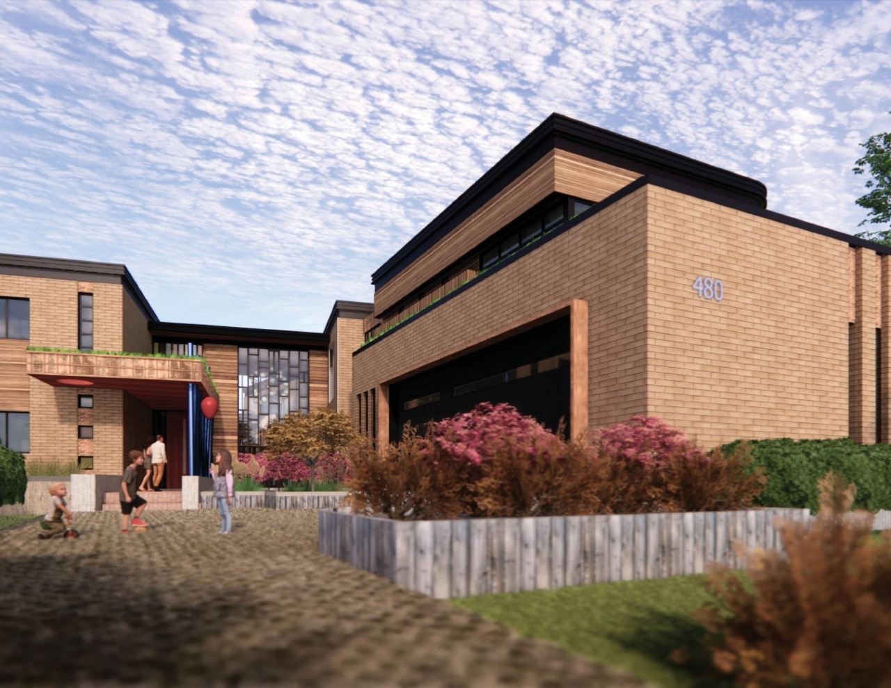 Rendering of building from page 13 of the file '480 Cloverdale - Renderings'
