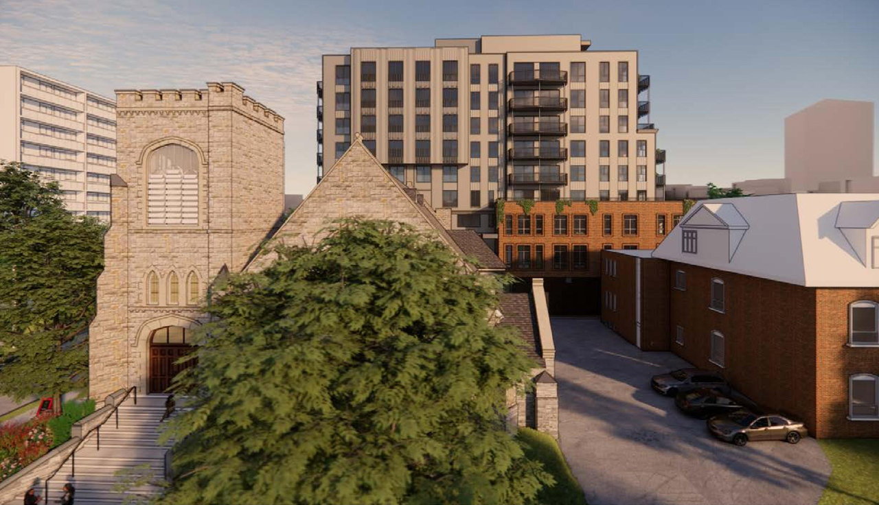 Rendering of building from page 14 of the file '315 Chapel Street - Design Brief'