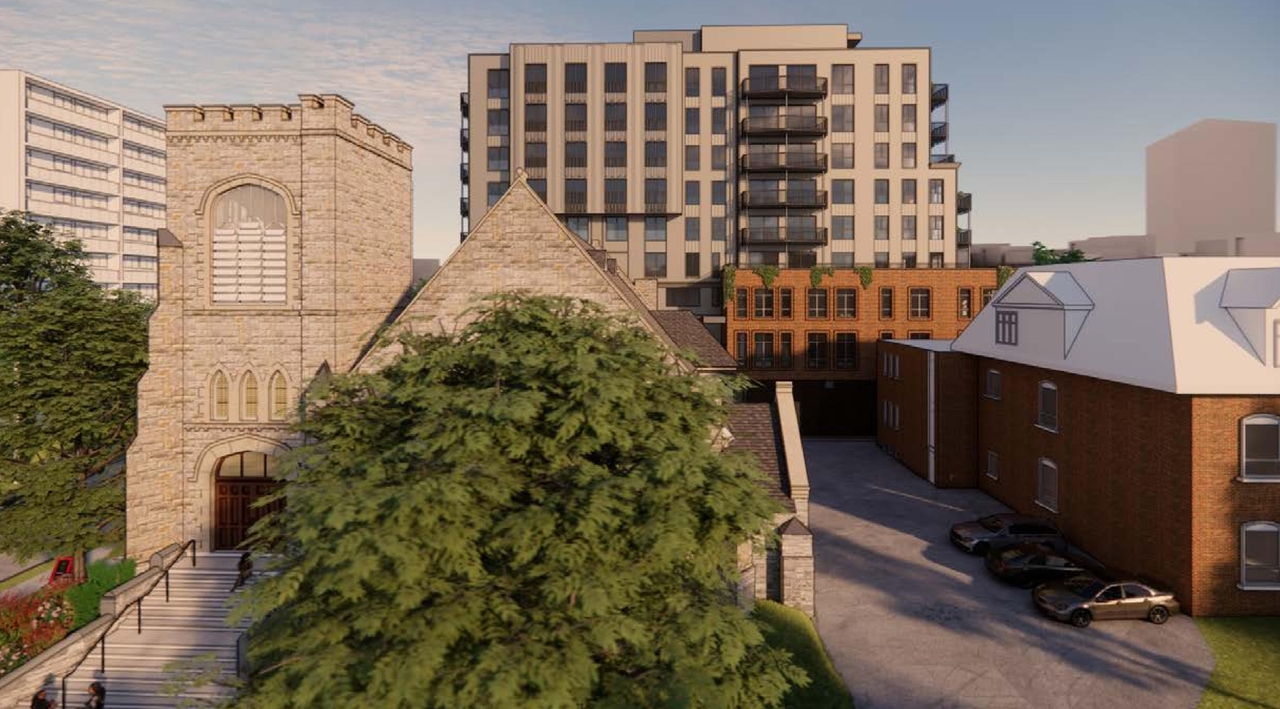 Rendering of building from page 14 of the file '315 Chapel Street - Design Brief'