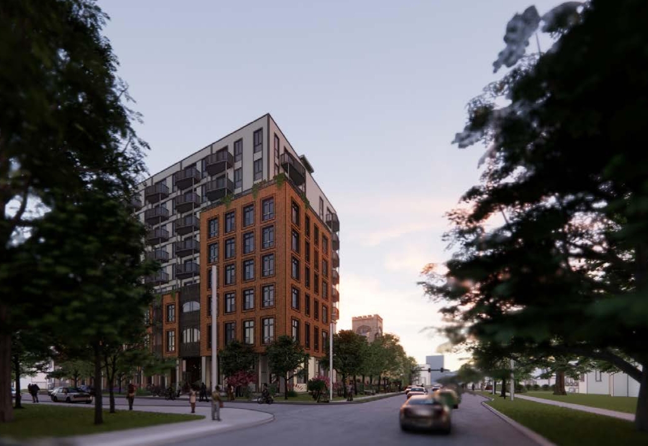 Rendering of building from page 19 of the file '315 Chapel Street - Design Brief'