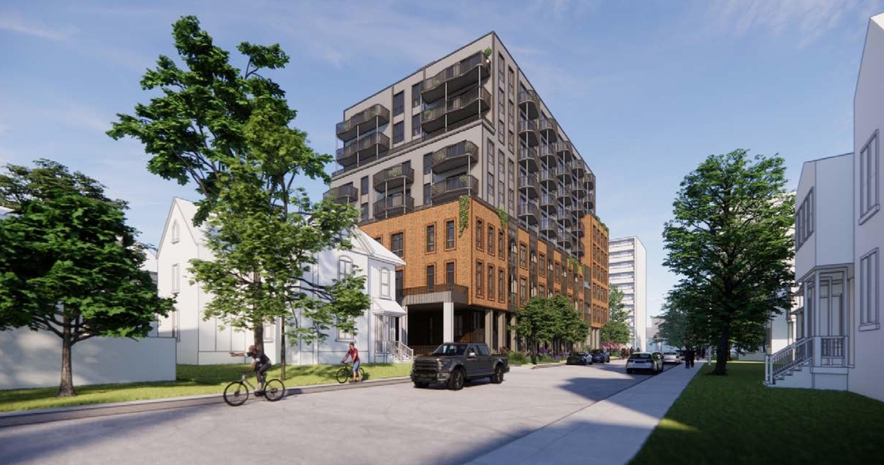 Rendering of building from page 20 of the file '315 Chapel Street - Design Brief'