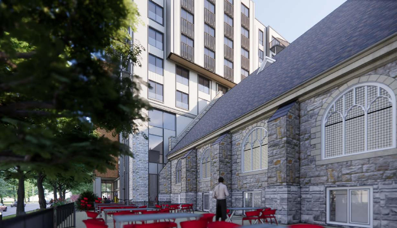 Rendering of building from page 28 of the file '315 Chapel Street - Design Brief'