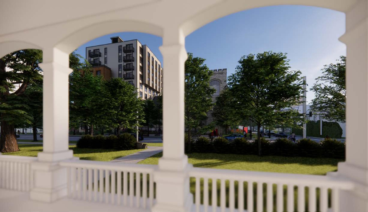 Rendering of building from page 32 of the file '315 Chapel Street - Design Brief'