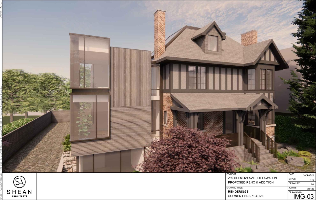 Rendering of building from page 3 of the file '259 Clemow - Renderings'