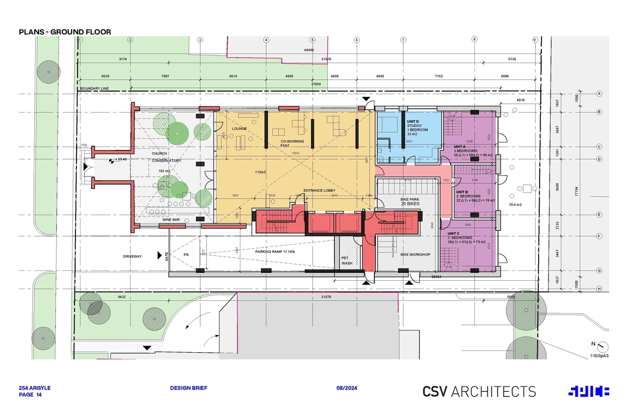 Construction site plan for project from page 14 of the file '254 Argyle - Urban Design Brief'