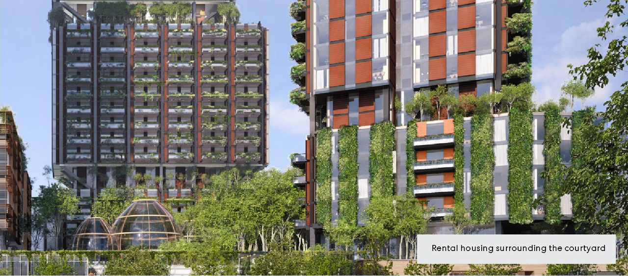Rendering of building from page 14 of the file 'Applicant open house boards'