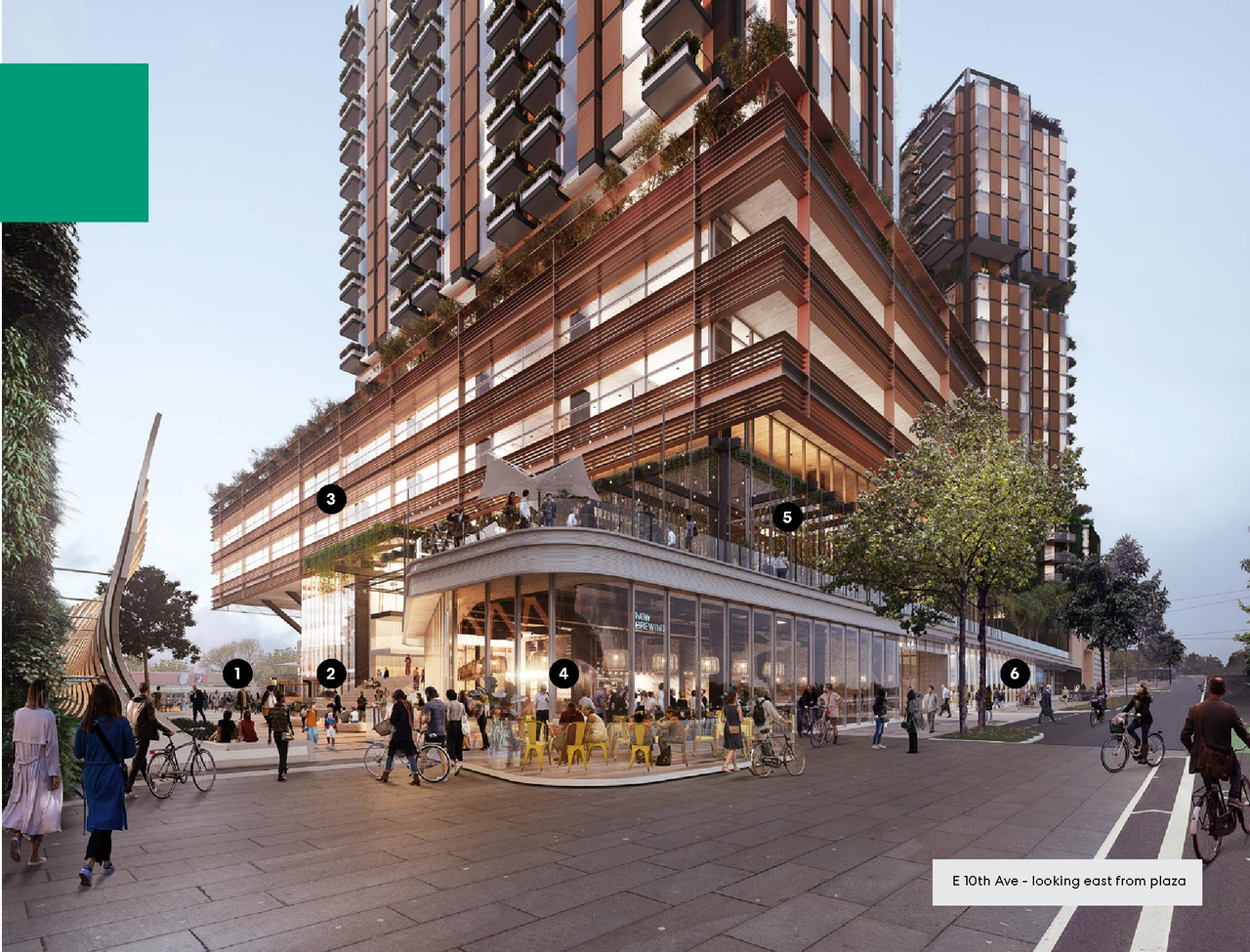 Rendering of building from page 15 of the file 'Applicant open house boards'