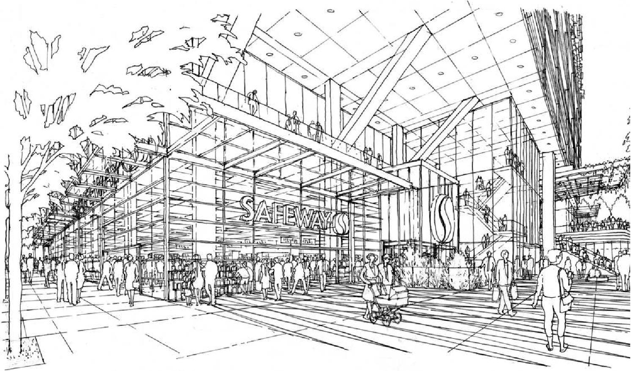 Rendering of building from page 22 of the file 'Applicant open house boards'