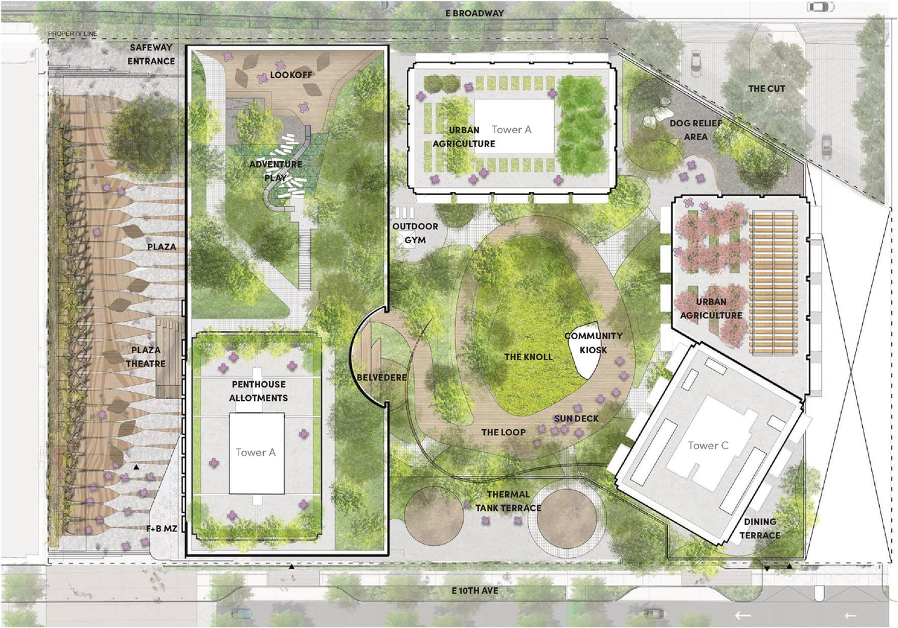 Construction site plan for project from page 5 of the file 'Landscape plans'